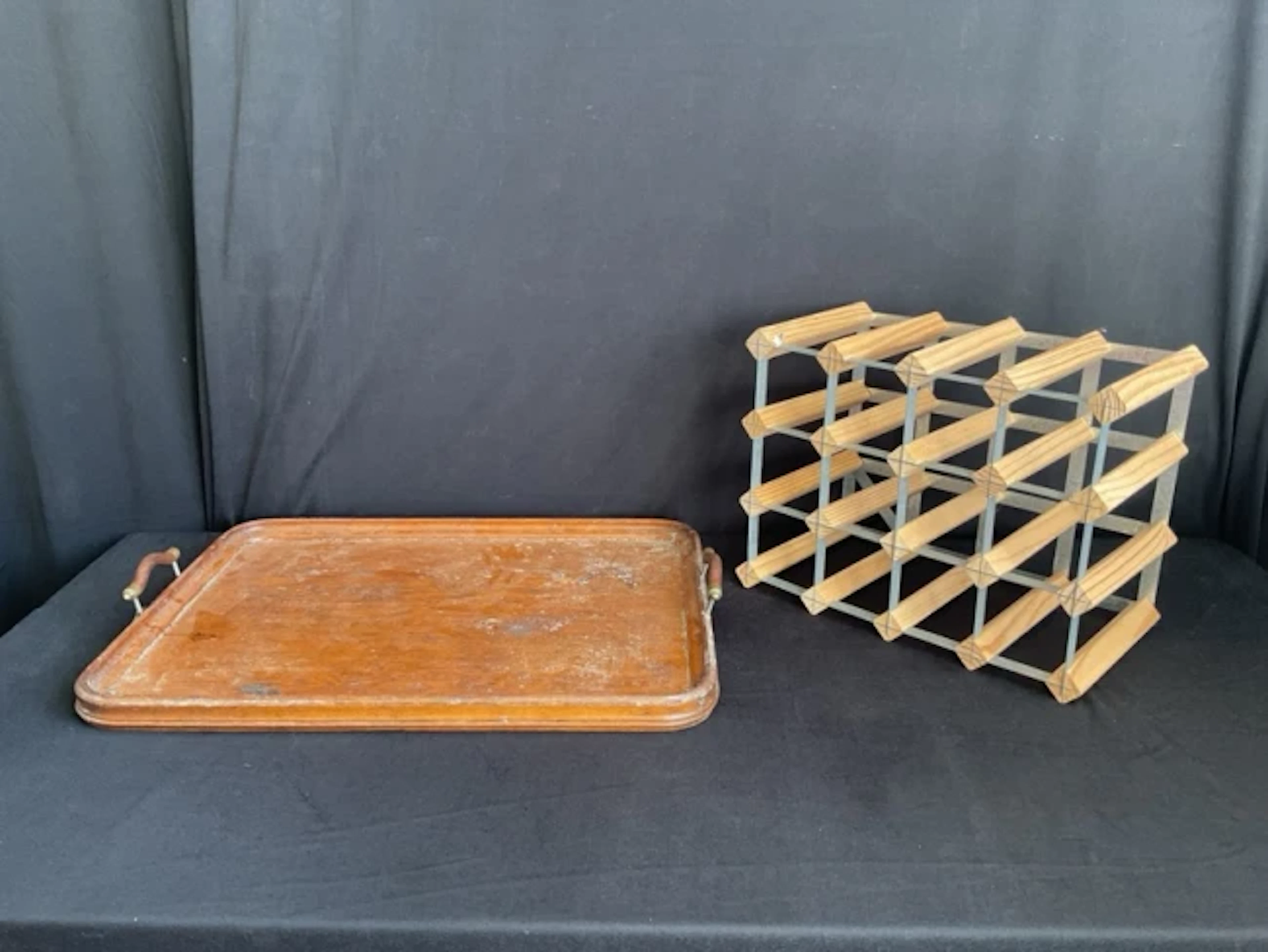 A large Edwardian rectangular oak tray with raised moulded edges and