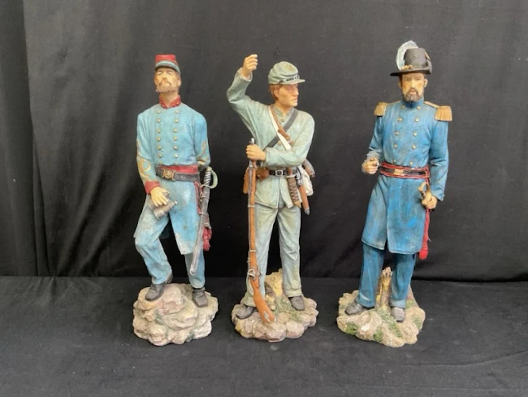Three large handpainted standing figures of American Civil War soldiers