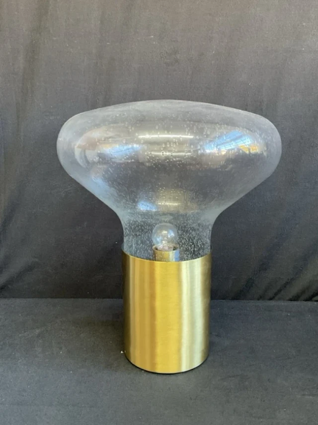 A Habitat Marlow tablelamp with mushroom shaped bubble glass shade