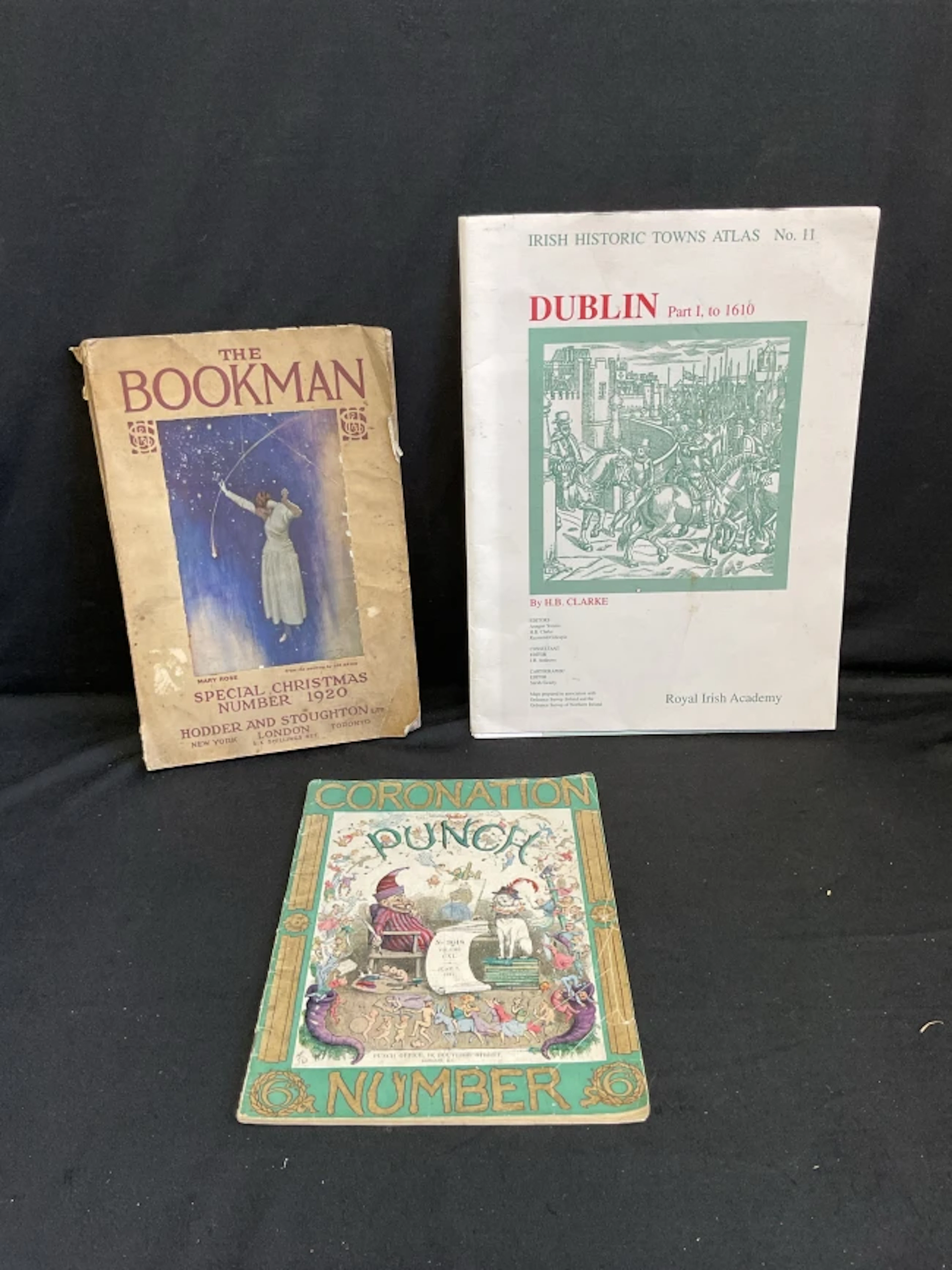 A 1911 coronation issue of Punch; a 1920 Christmas issue of The Bookman