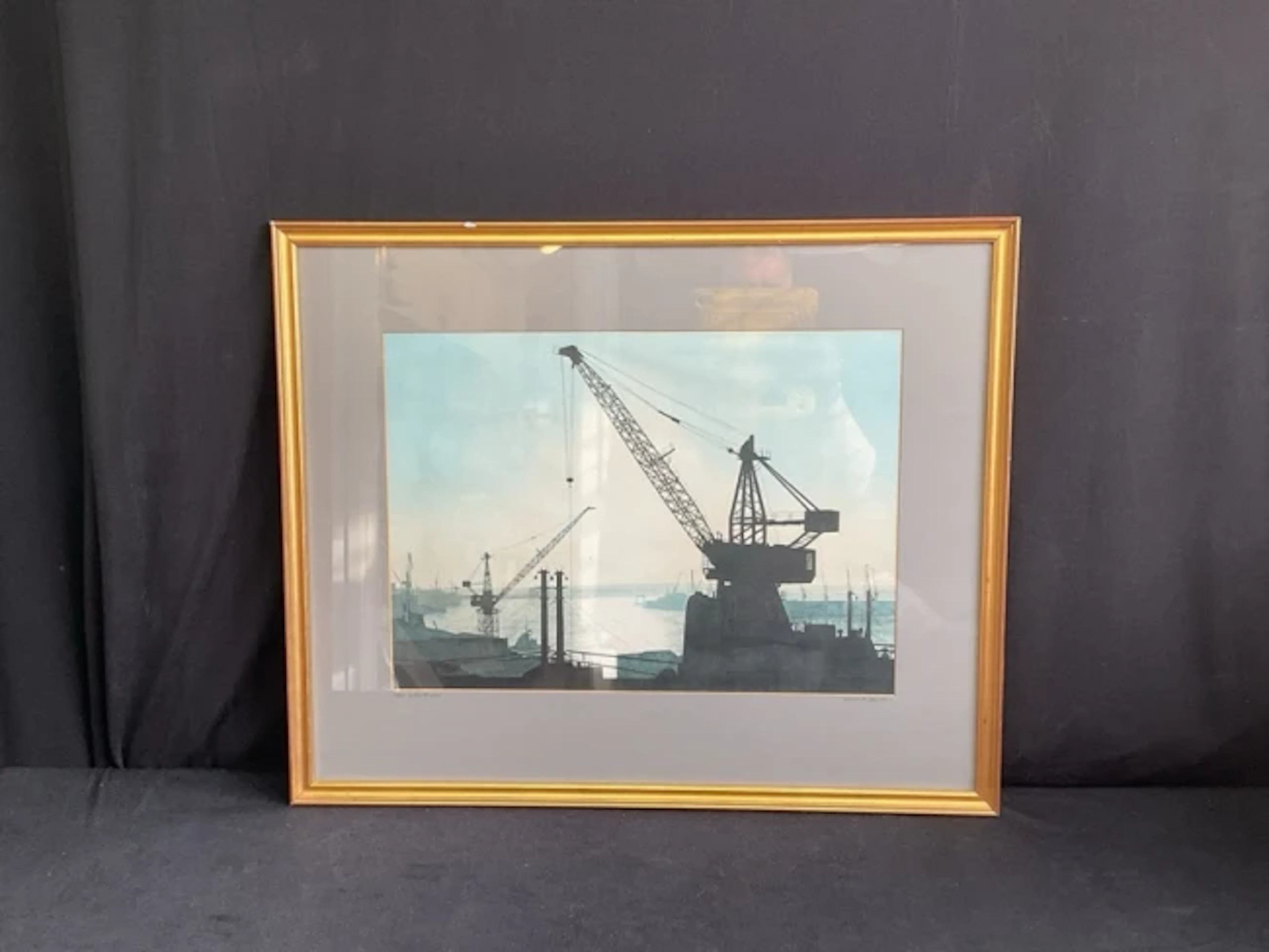 Edward Dourden, photographic print, cranes on the Tyne, titled South