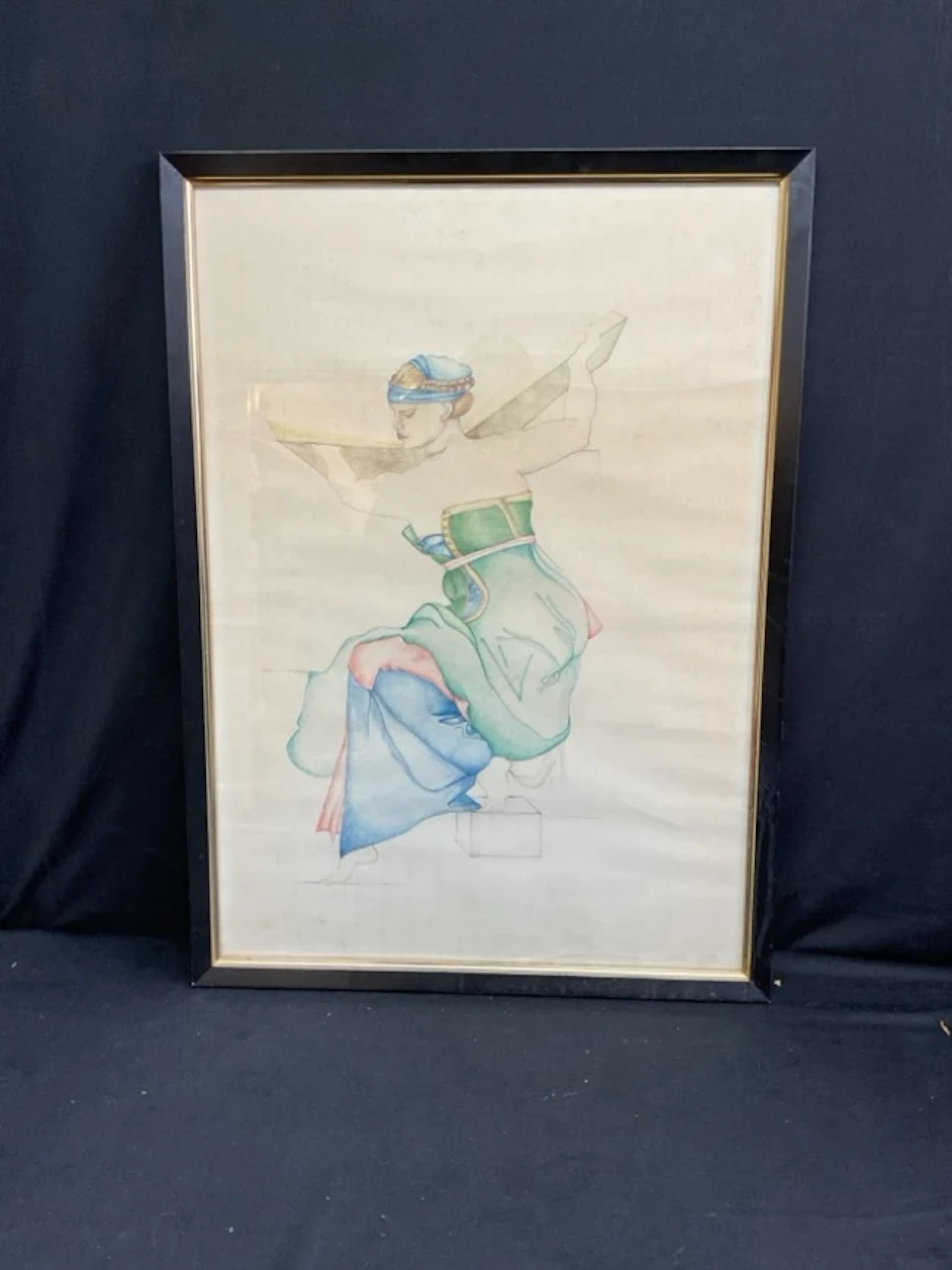 Style of Percy Wyndham Lewis, coloured pencils, Michelangelos Libyan