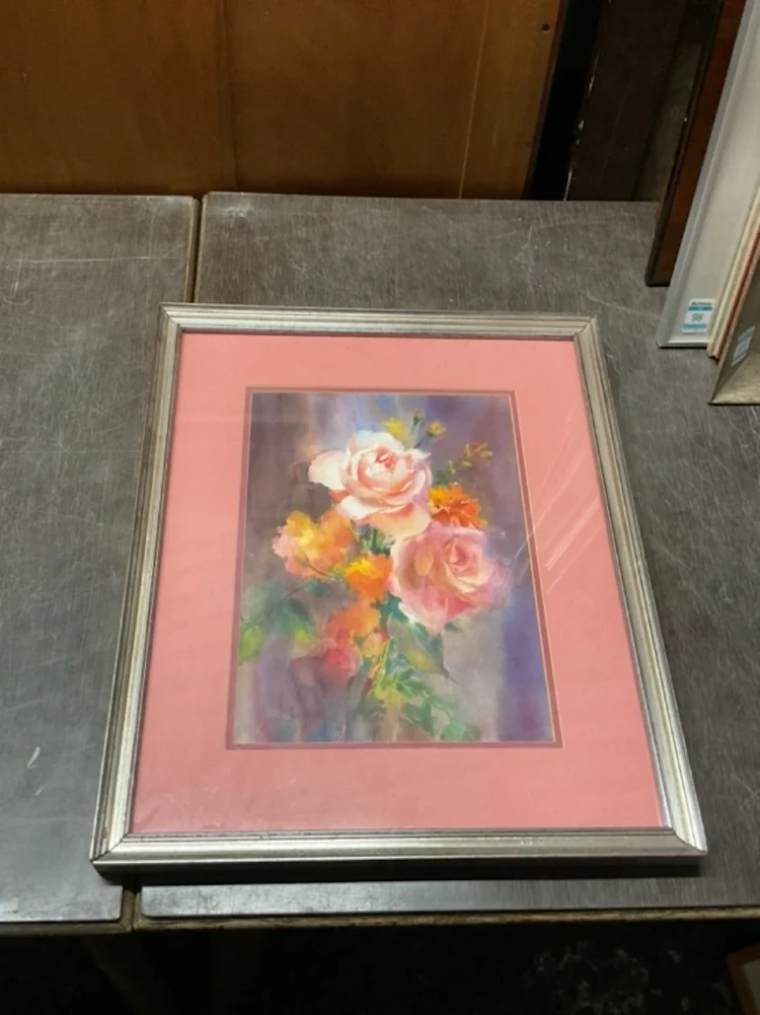 Watercolour, study of roses, signed indistinctly, mounted & framed.