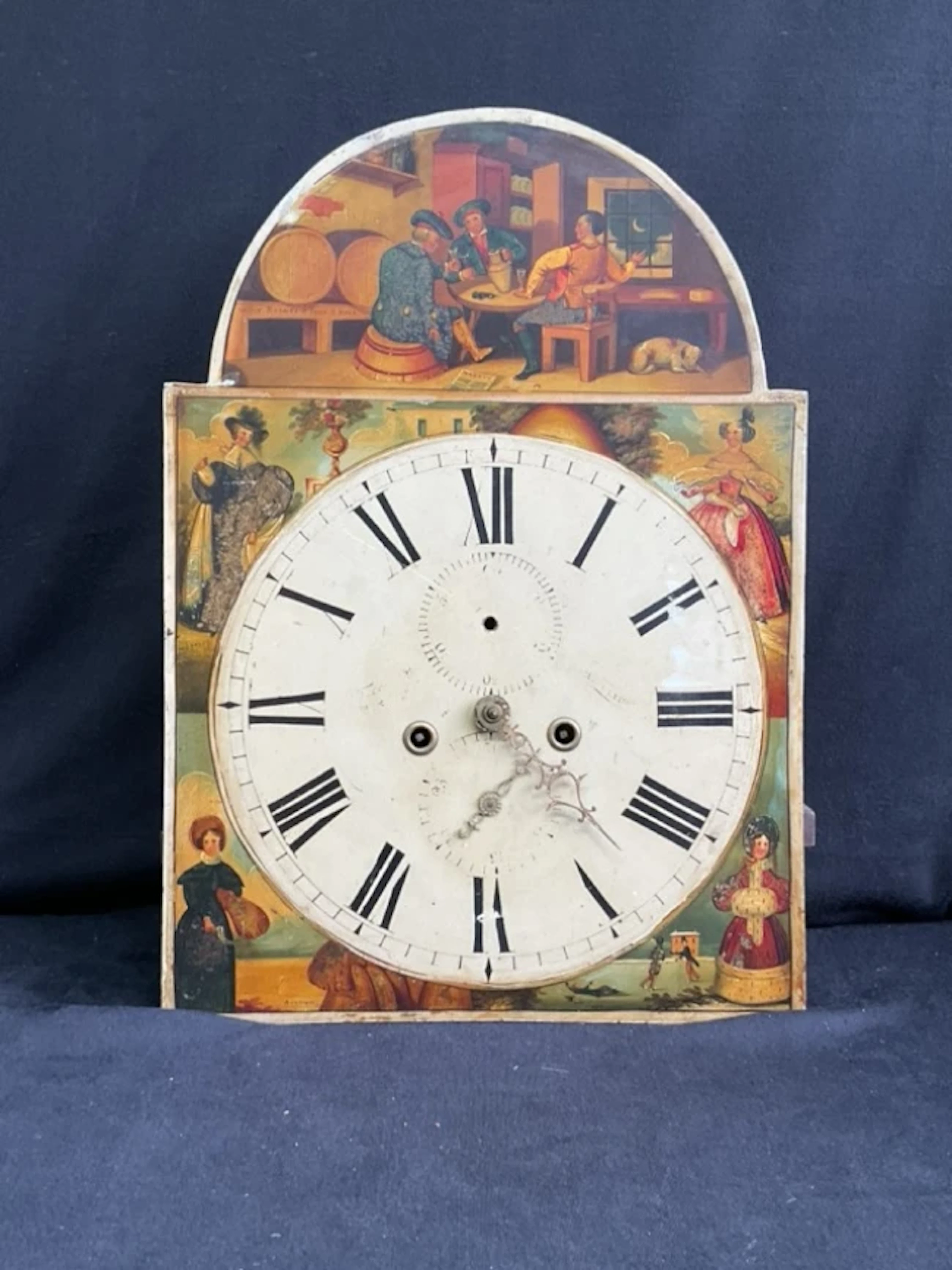 An early C19th Scottish longcase clock movement and painted brass