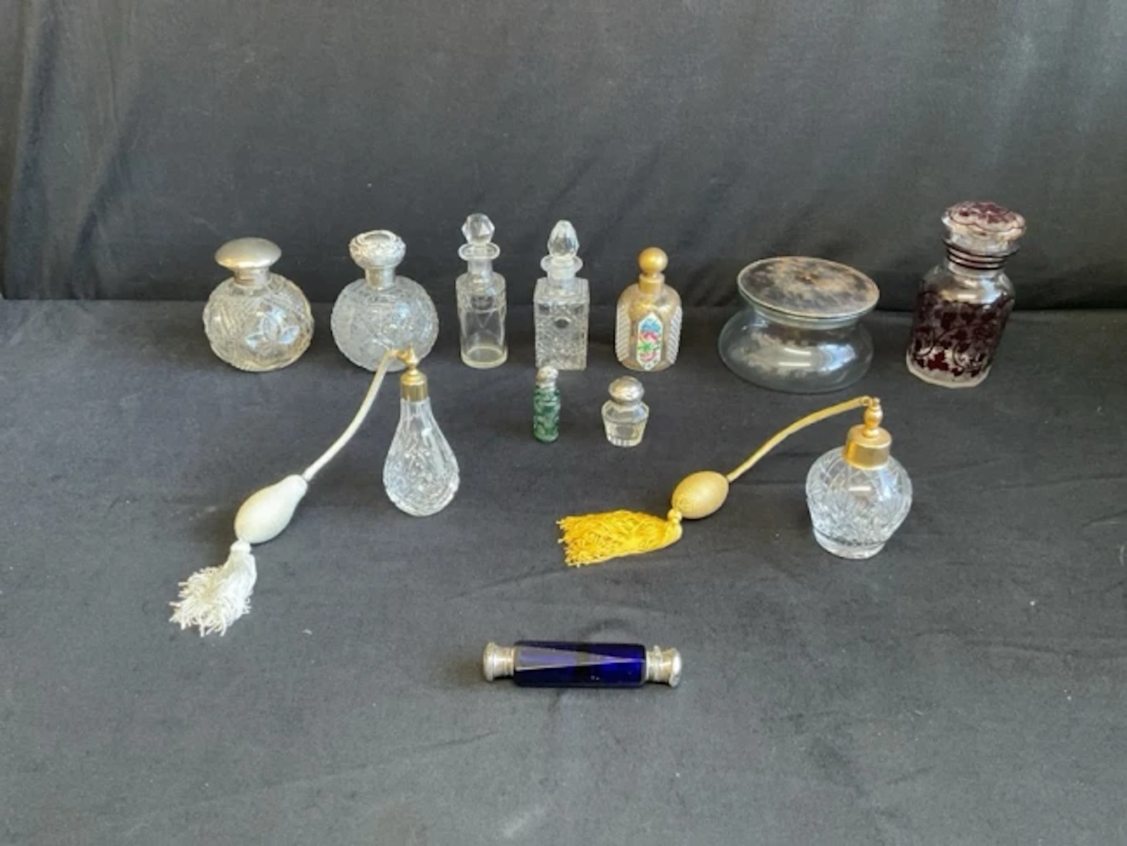 Miscellaneous scent bottles, some Victorian with hallmarked silver