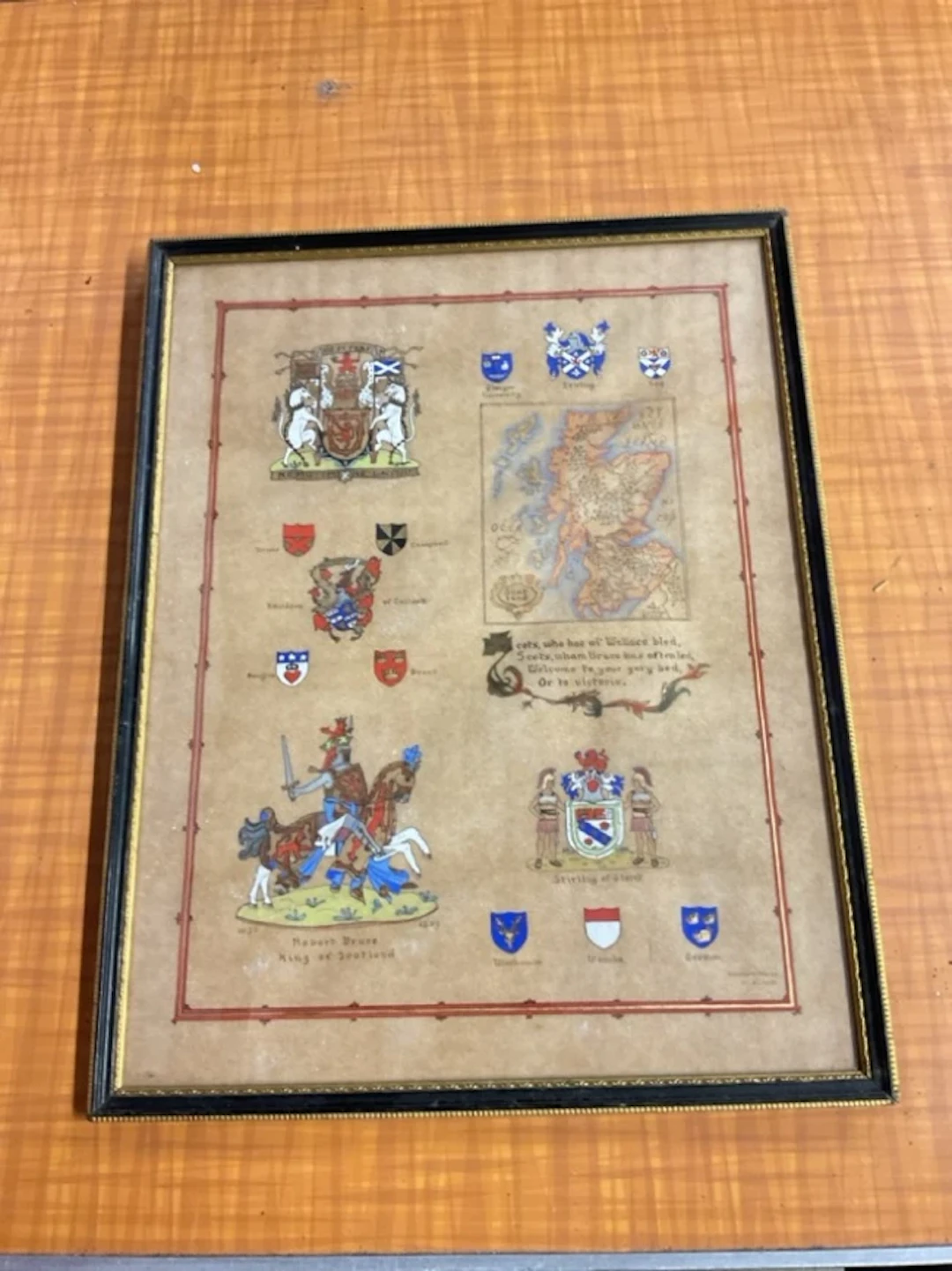 Kenneth Mason, gouache on parchment paper, illuminated map of Scotland