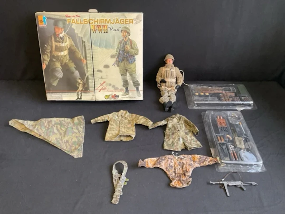 A boxed Dragon Models Ltd action figure of a WWII German Fallschirmjäger