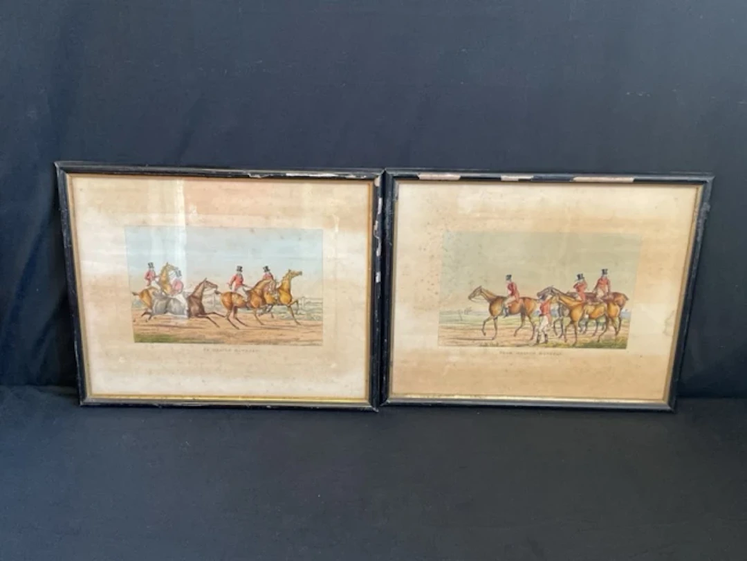 Thomas Alken, a pair of handcoloured lithographs, mounted huntsmen