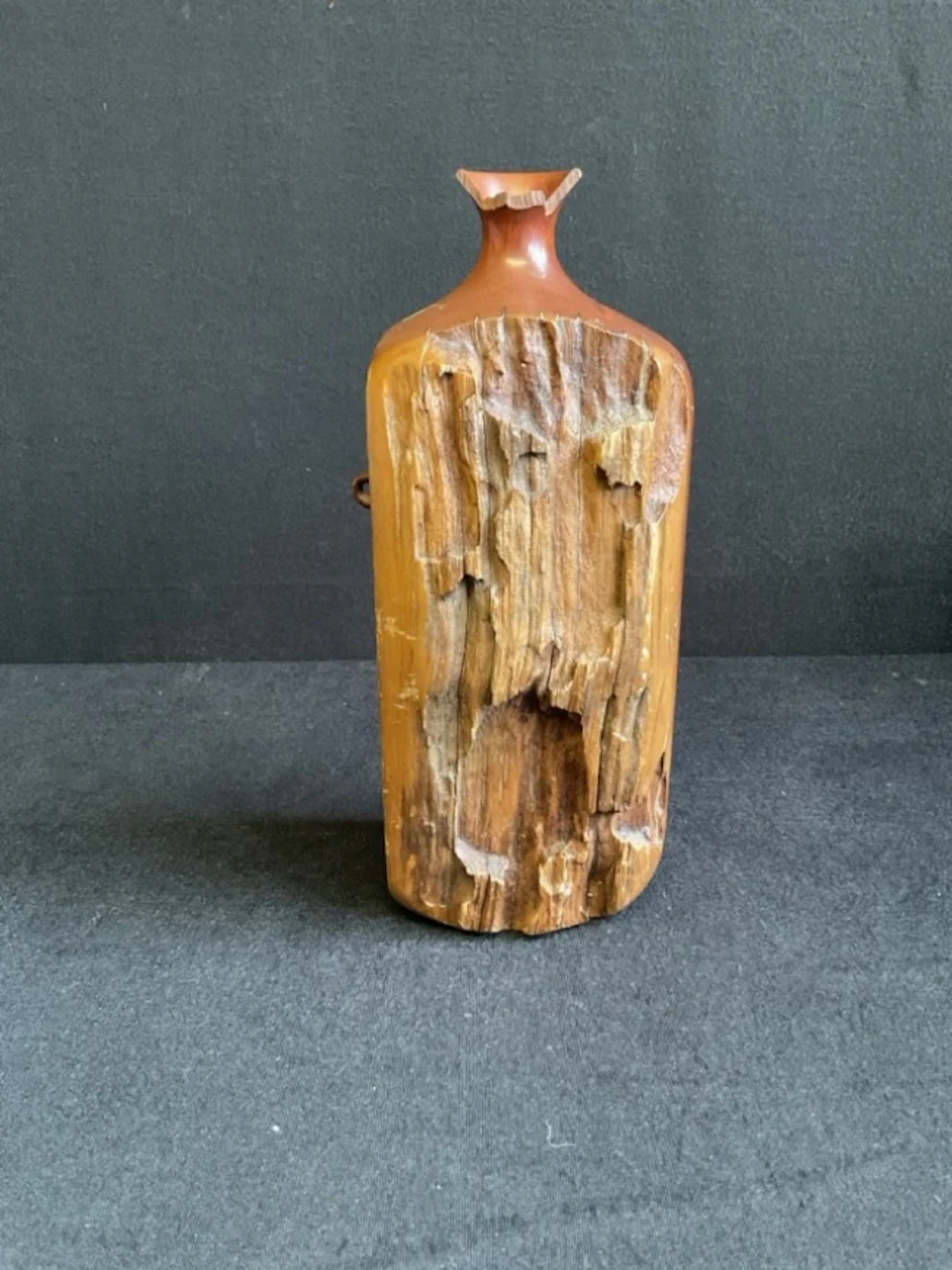 A contemporary craft reclaimed rough hardwood vase by Alan McLaughlin