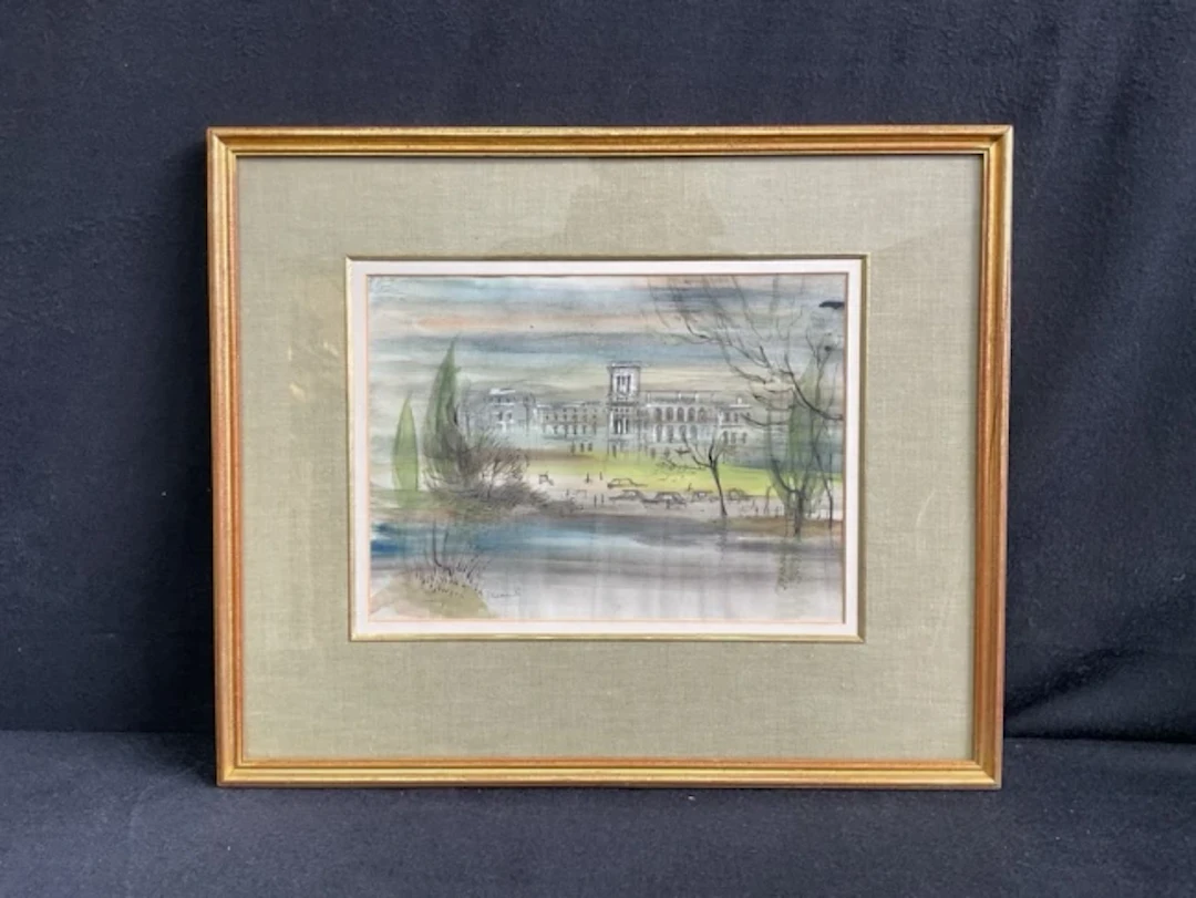 VH Drummond, watercolour wash with bodycolour, study of buildings