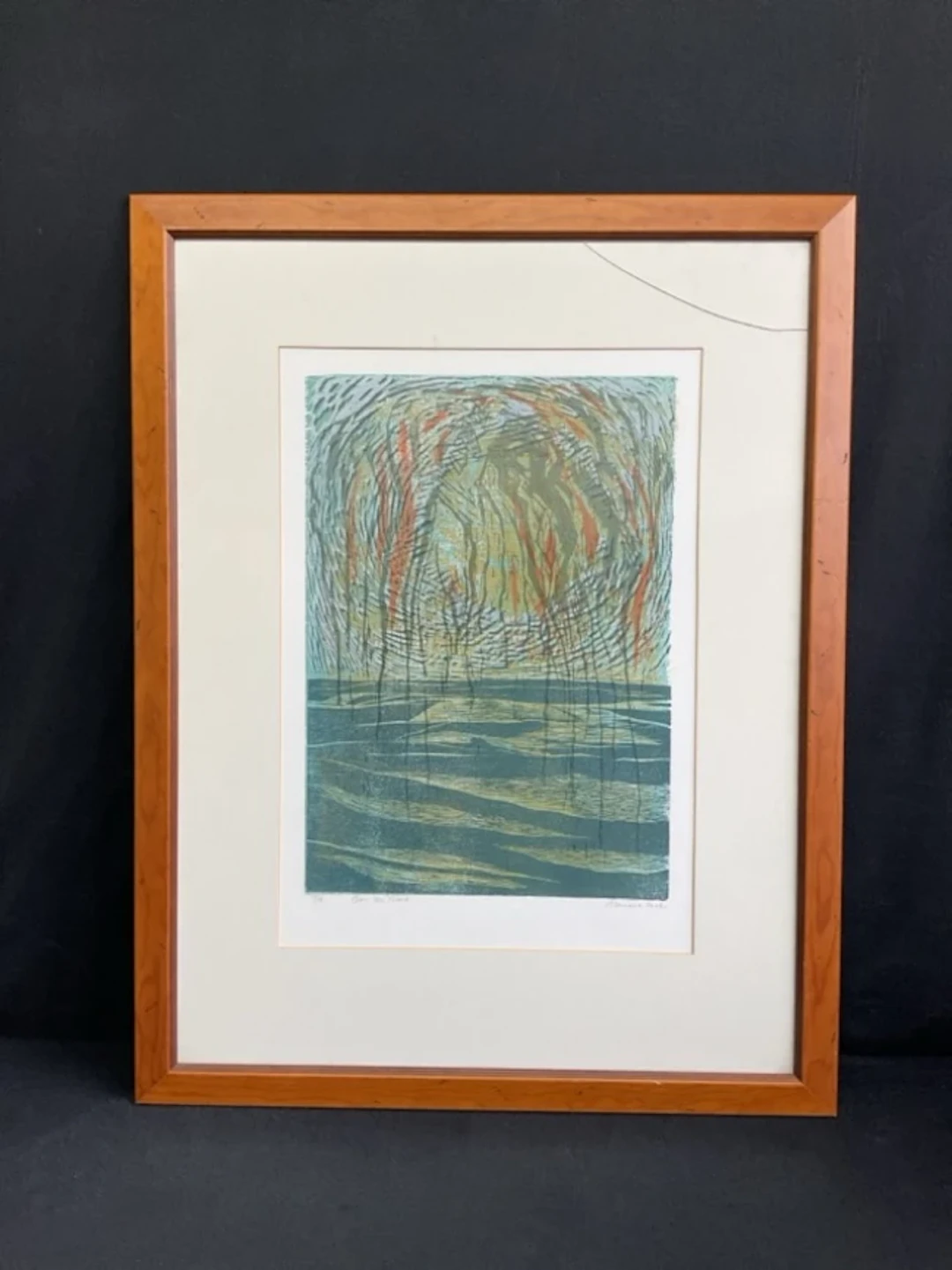 Angela Lemaire, limited edition five-colour woodblock print, semi-abstract