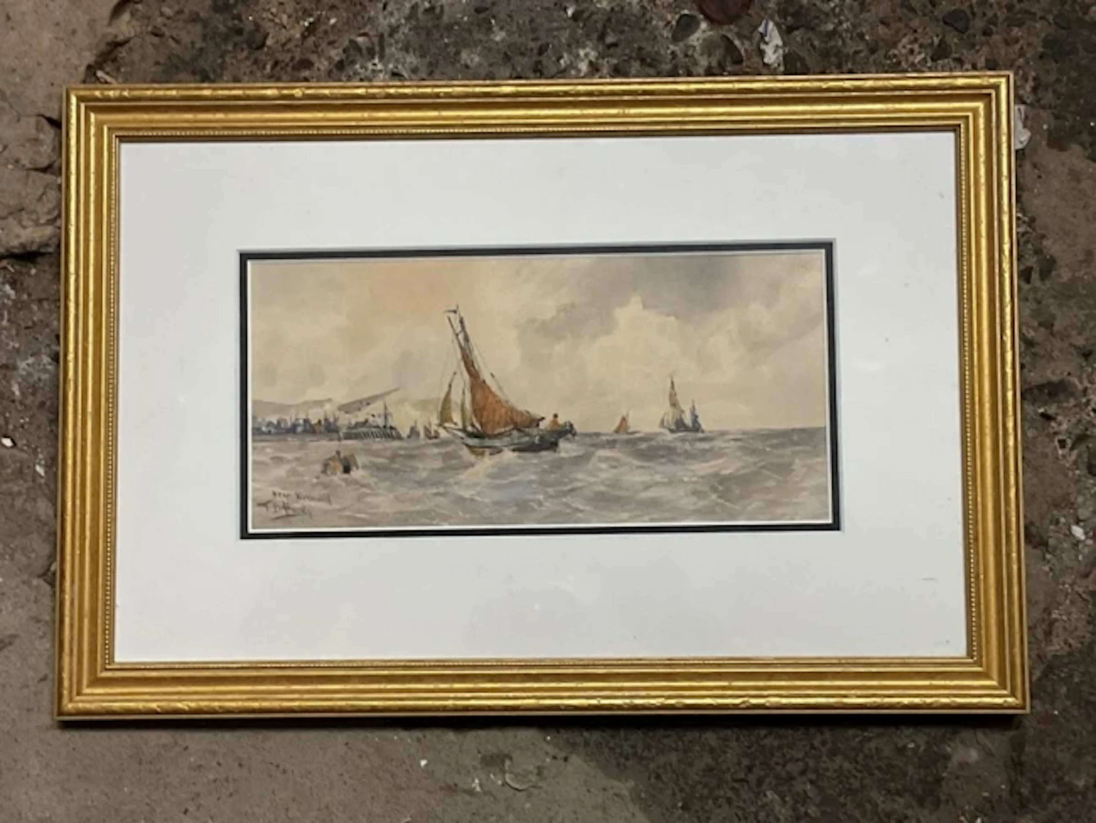 Thomas Bush Hardy, watercolour, seascape with shipping, titled ear