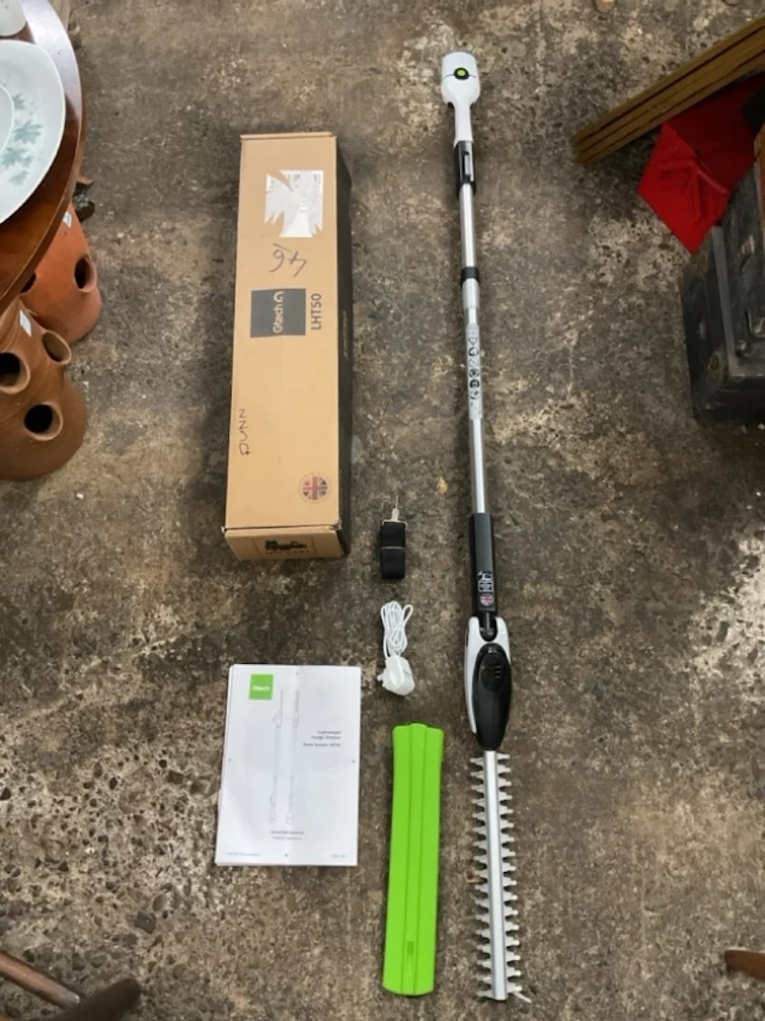A new & boxed Gtech garden hedge trimmer, model LHT50 complete with