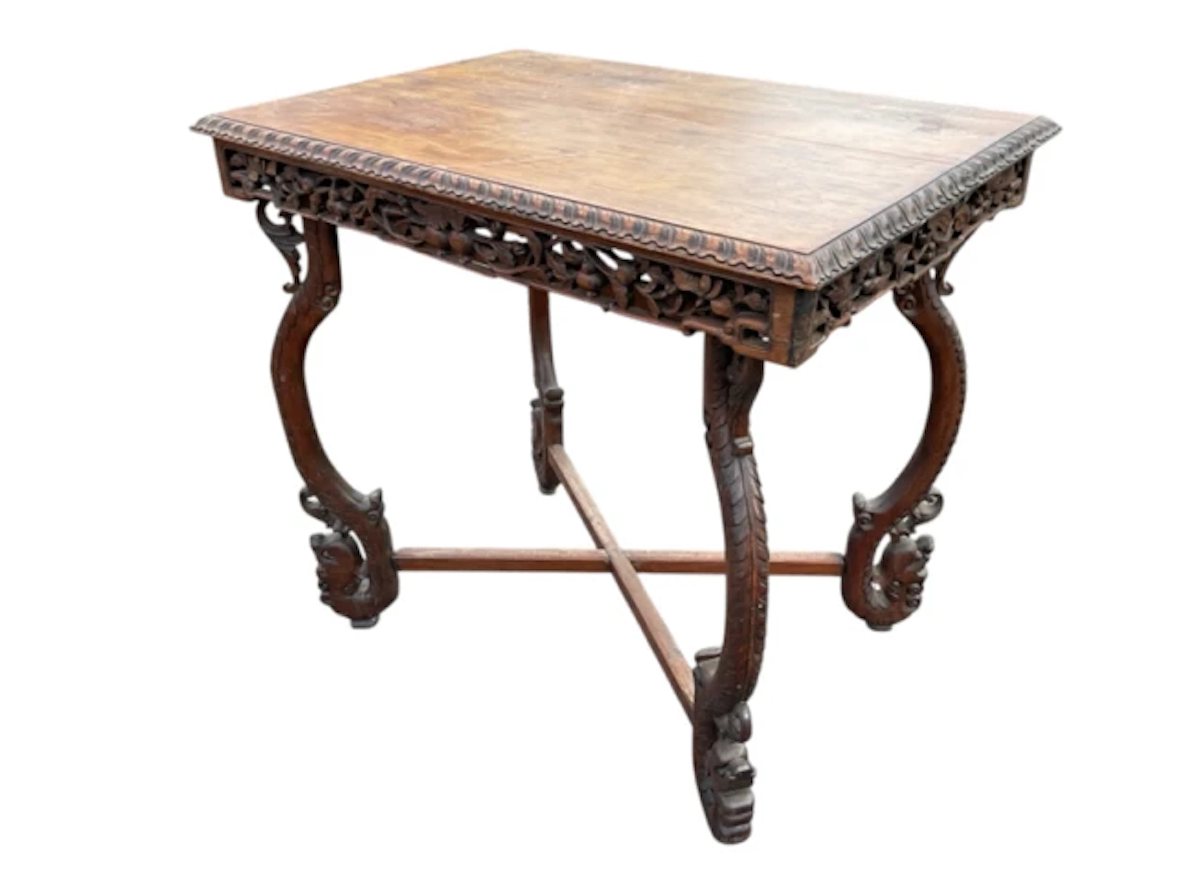 A C19th Anglo-Burmese hardwood table with rectangular gadrooned top