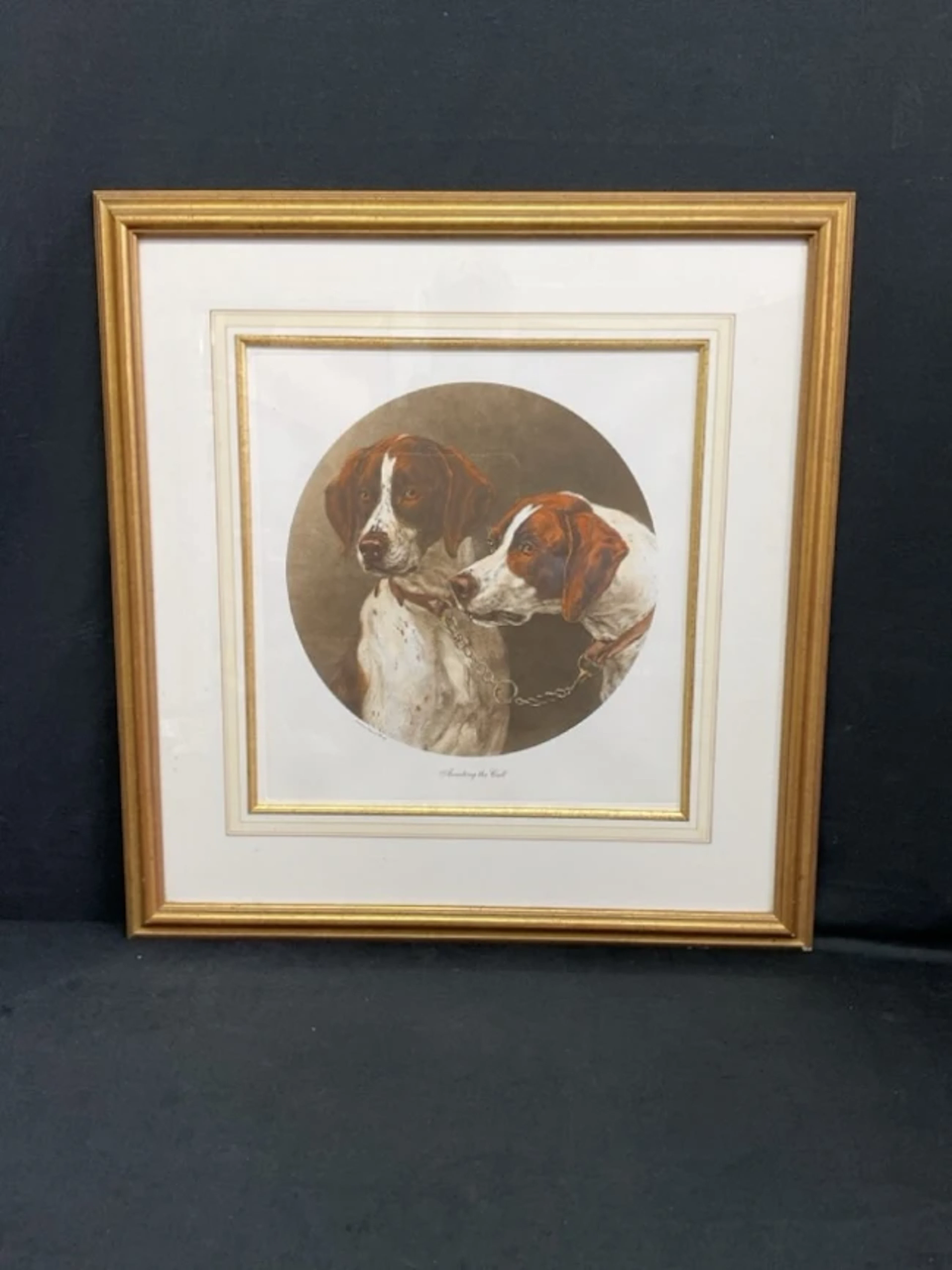 Heywood Hardy, coloured engraving, bust portrait of two foxhounds