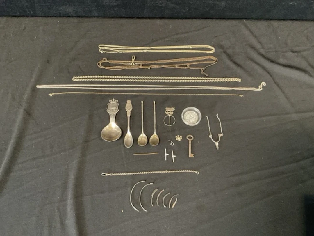 Miscellaneous silver and silver plate - spoons, chains, annular brooch