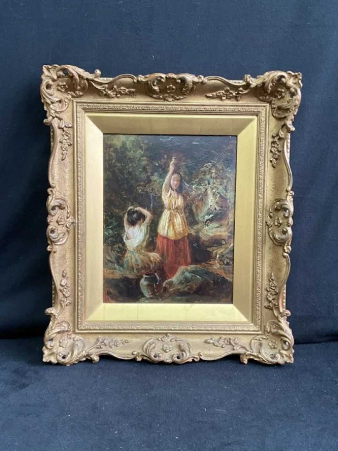 Alfred Joseph Woolmer, oil on board, two young women collecting water
