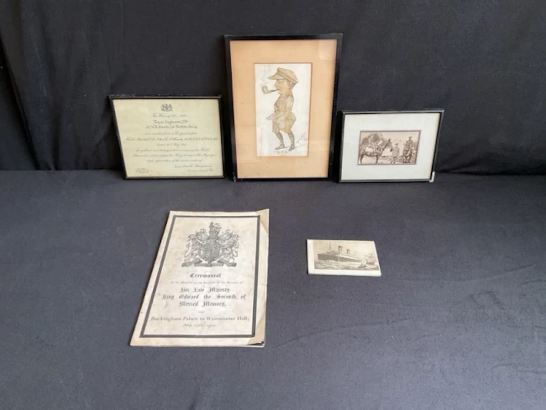 A WWI certificate of Mentioned in Despatches for Lt. WR Stowell; pencil