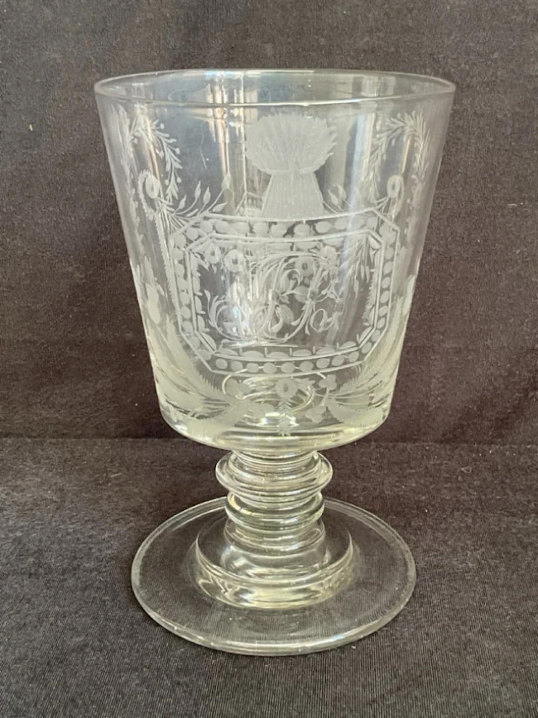 A large Georgian Sunderland rummer with bucket bowl and knopped stem