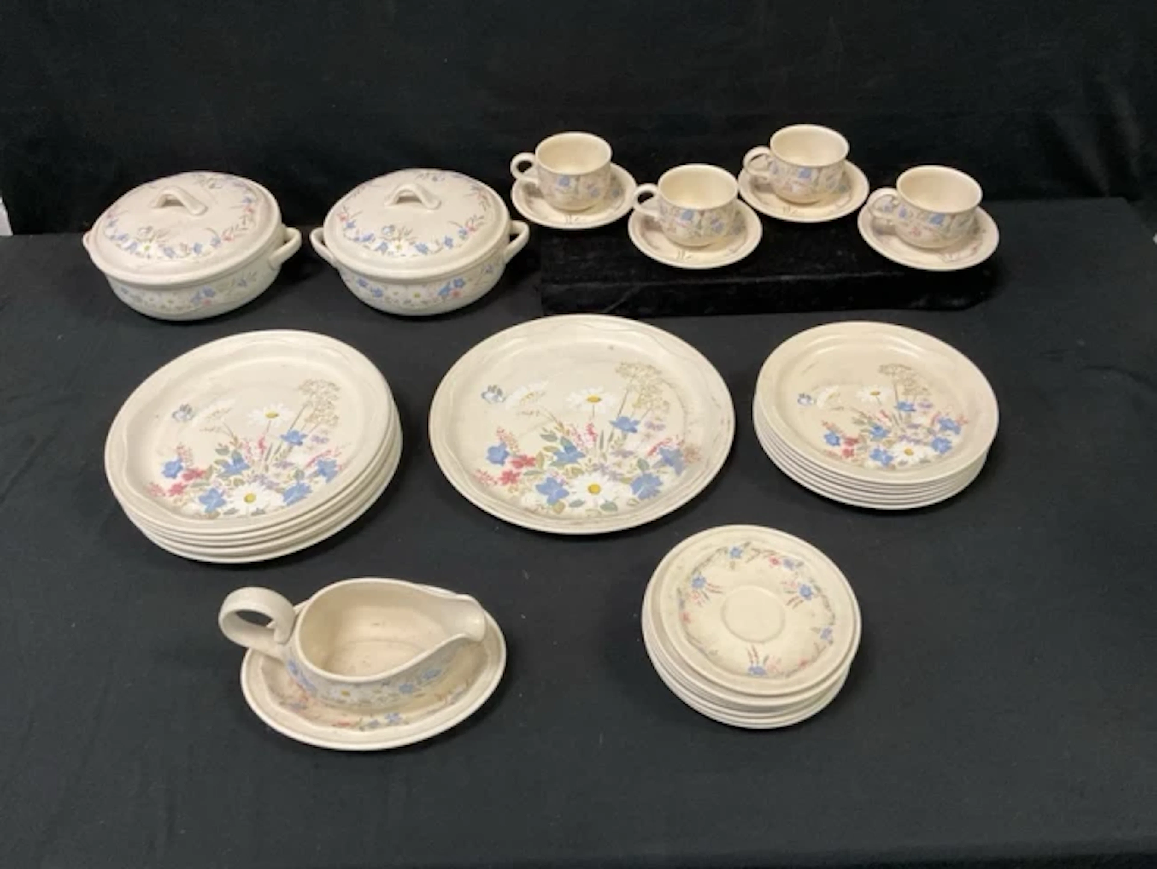 A Poole dinner/tea service decorated with wildflowers in the Springtime