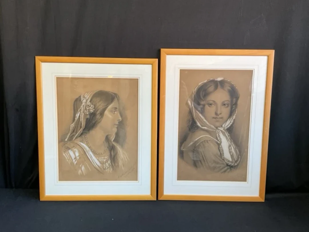 Mathilde Kühnert, pencil and chalk, bust portrait of a young woman