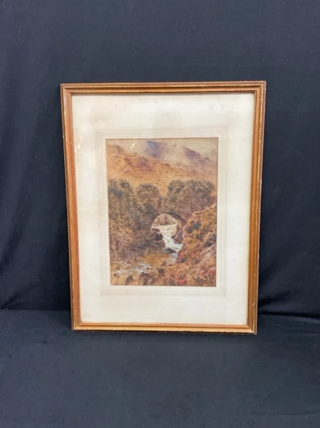 Herbert Moxon Cook, watercolour, a Welsh mountain landscape with ancient