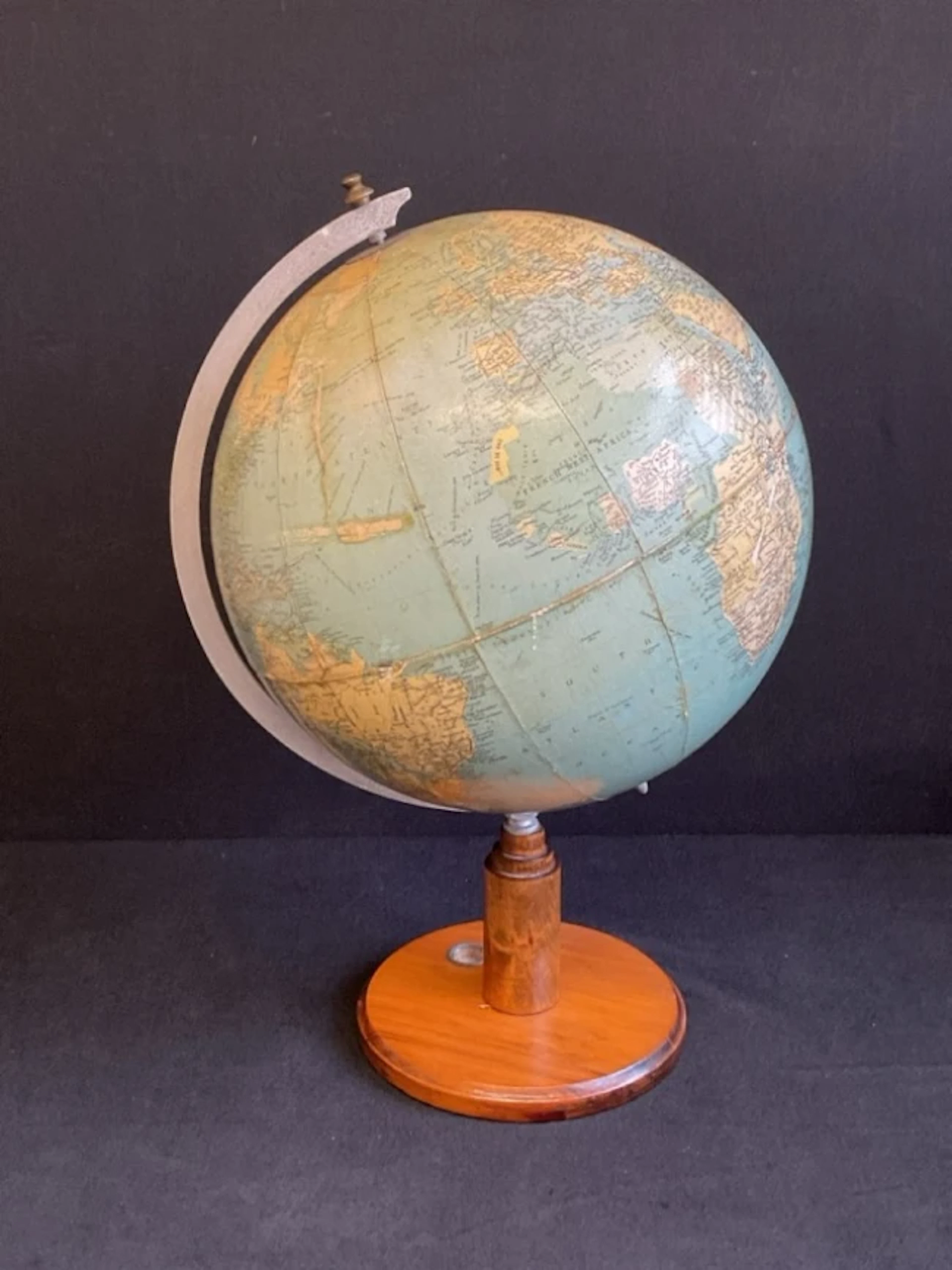 A late 30s 13.5in Philips Standard political globe with colour printed