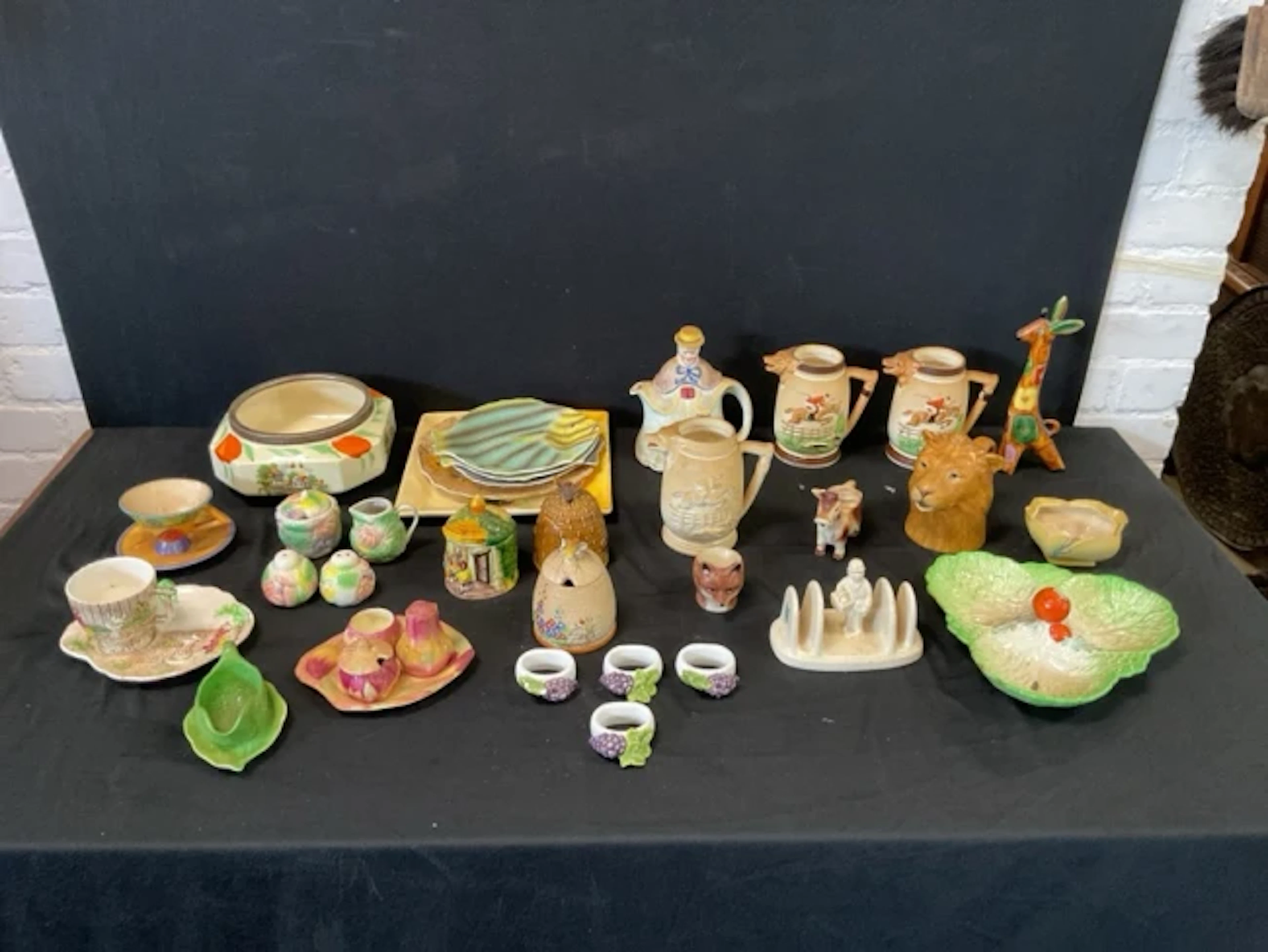 Miscellaneous handpainted ceramics including jam & honey pots, Keele