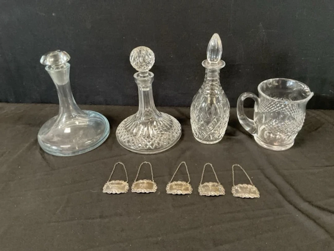 A Waterford ships decanter in the Lismore pattern, Royal Doulton in