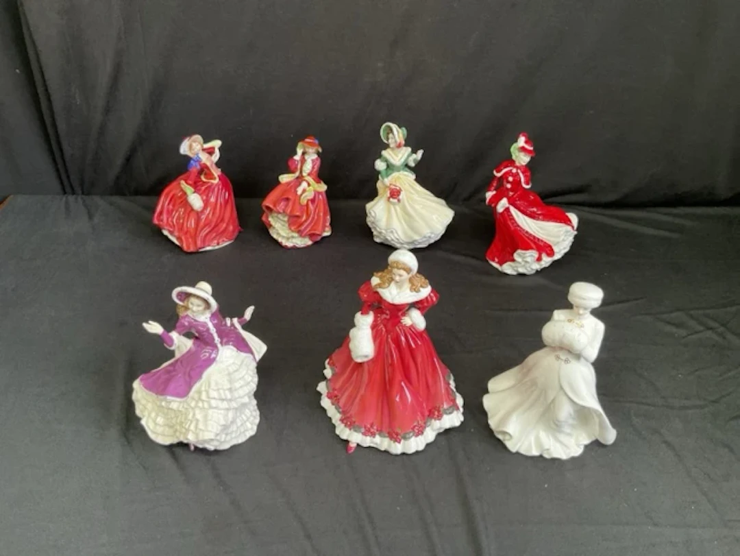 Royal Doulton ladies - Autumn Breezes, Top o’ the Hill, Christmas