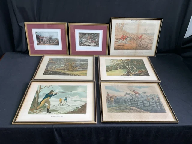 Sporting prints including a pair of handcoloured Henry Alken hunting