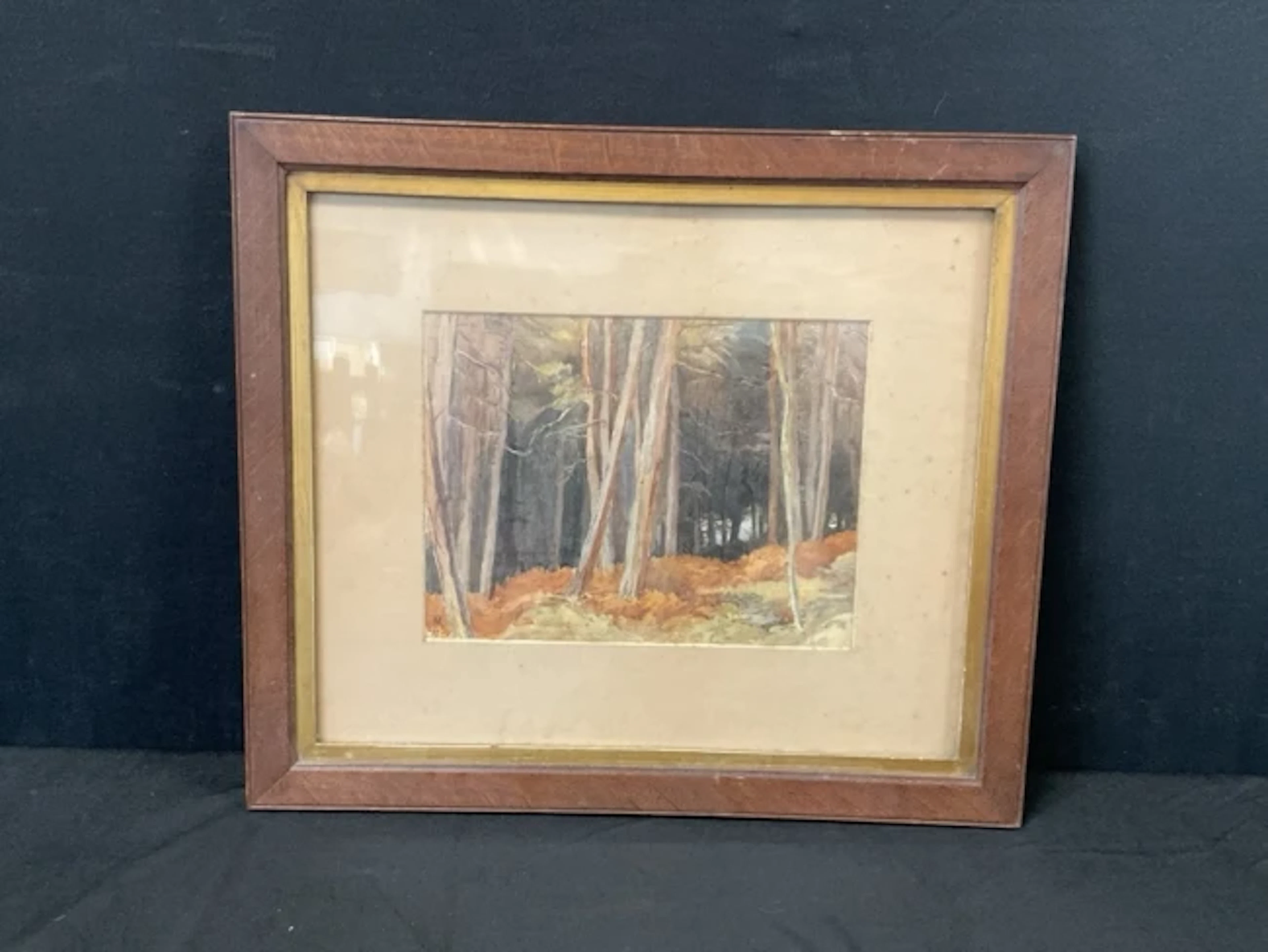 Arthur Richardson, watercolour, autumnal woodland landscape in a clearing