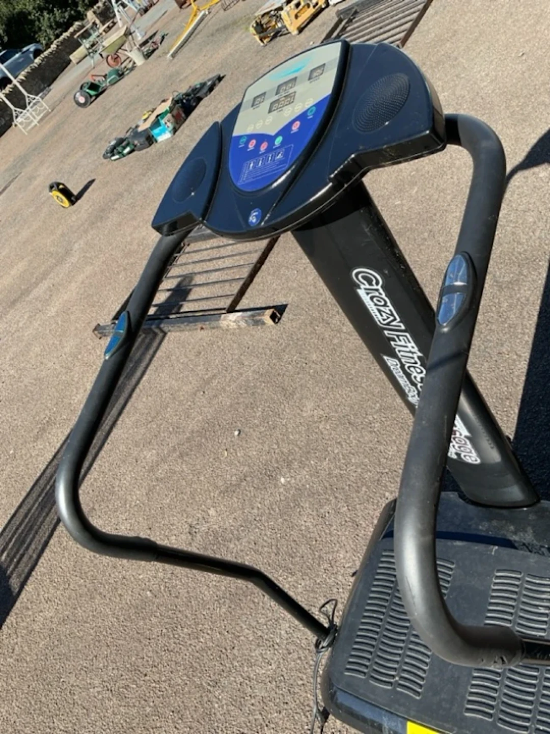A fat persons electric stand-on exerciser - The Crazy Fitness Massage