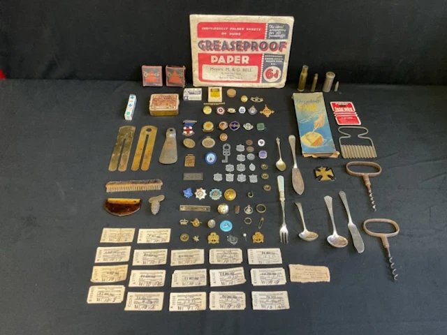 Miscellaneous collectors items - 50s kitchenalia, dice, 6d coin bank