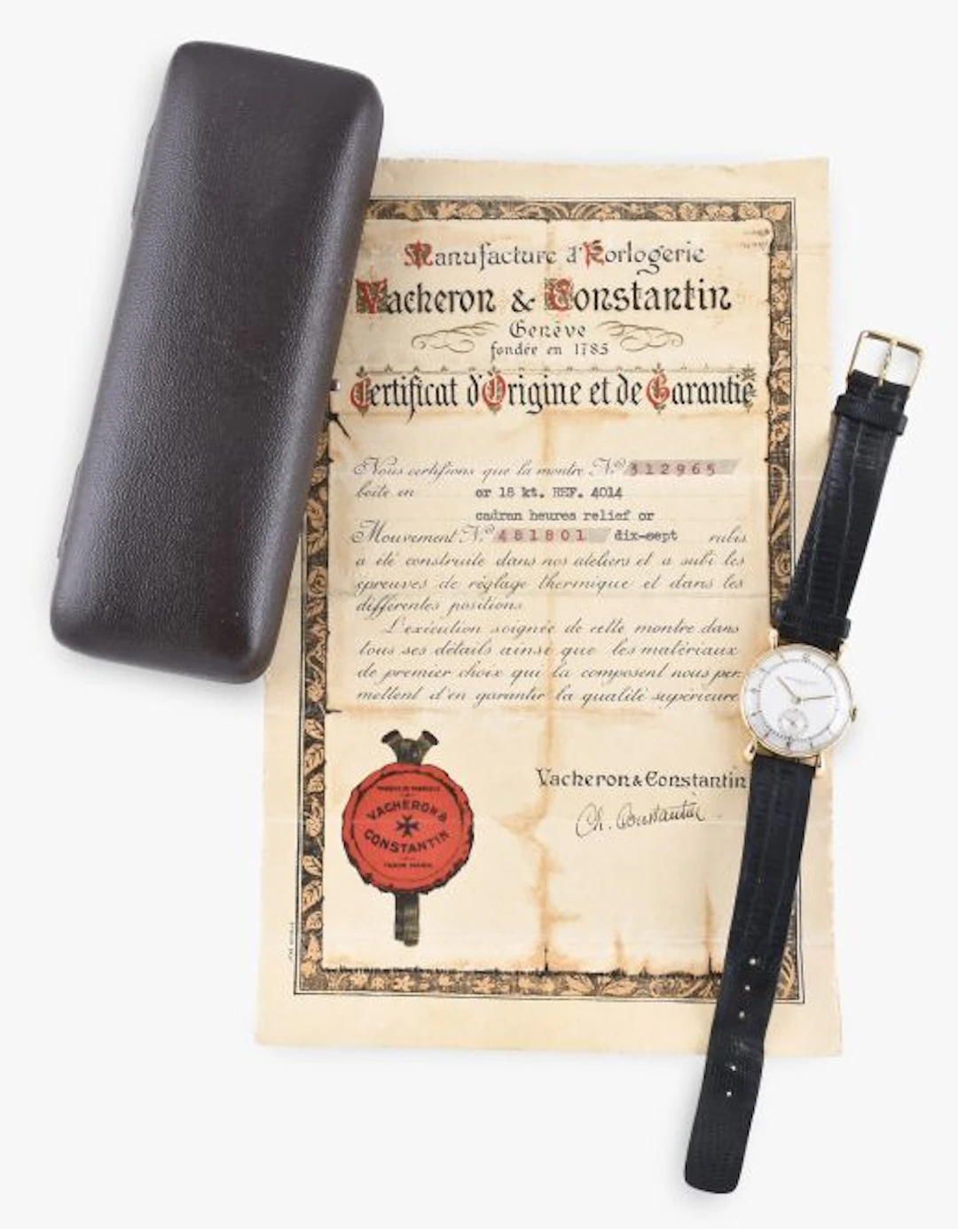 A mid 20th century Vacheron Constantin wrist watch with box and papers