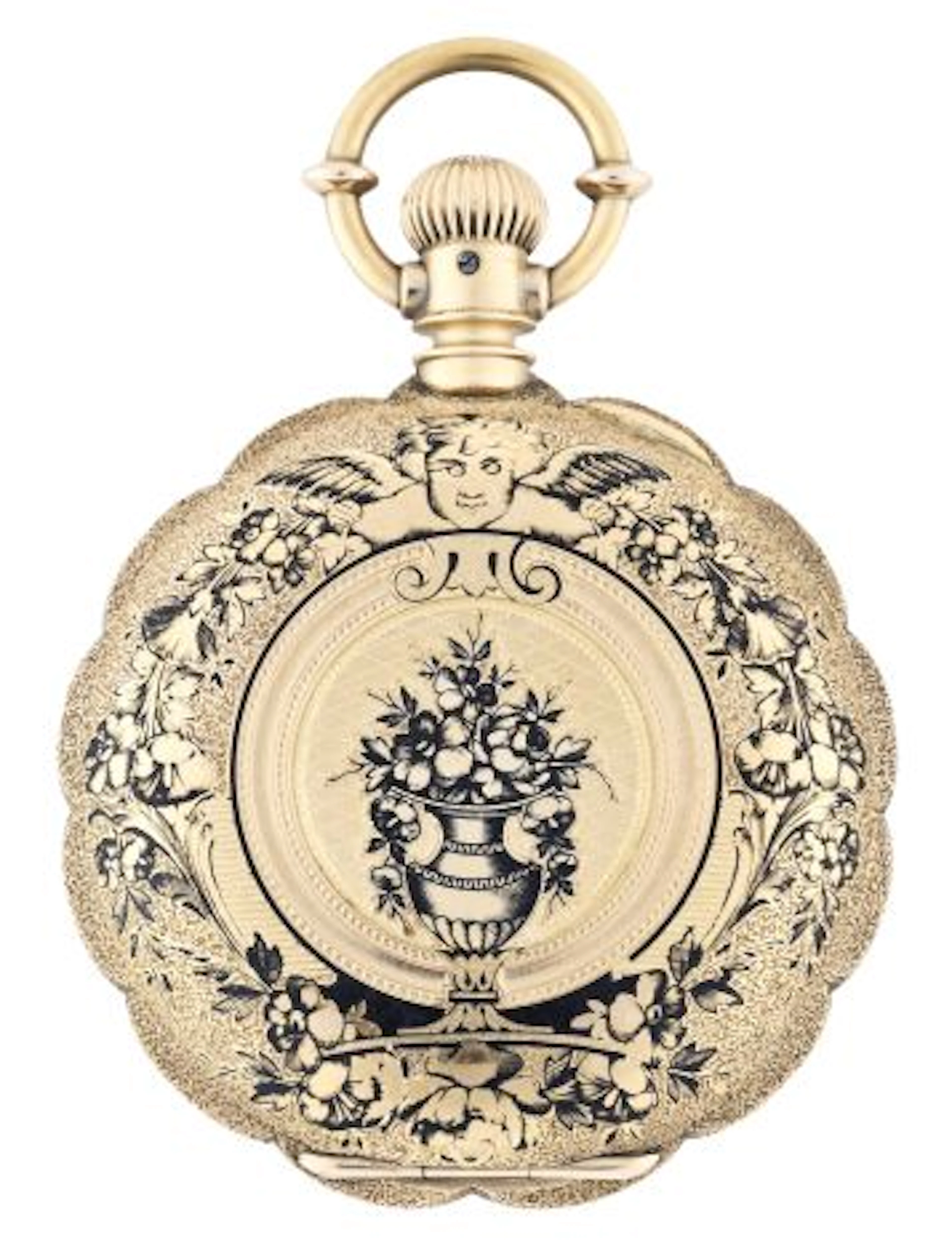 A very attractive late 19th century Waltham pocket watch with engraved