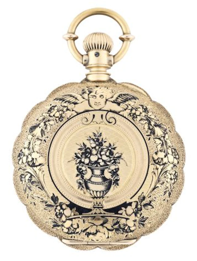 A very attractive late 19th century Waltham pocket watch with engraved