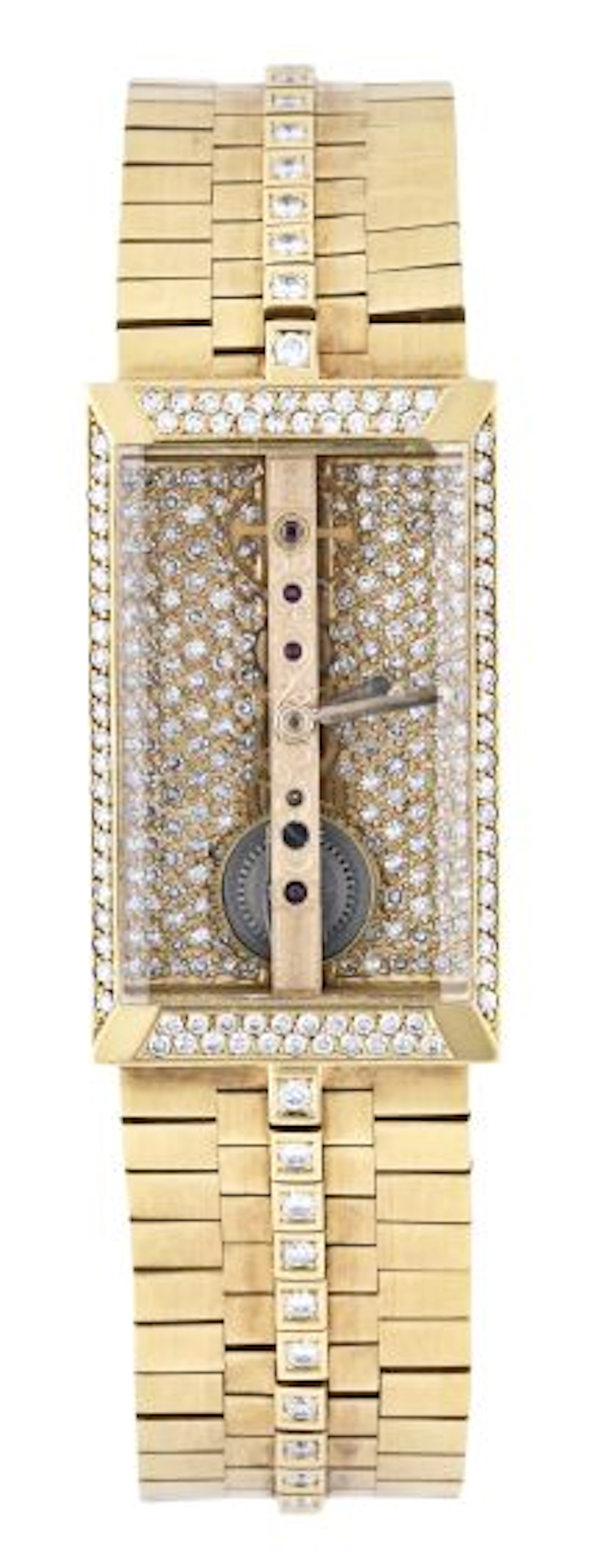 A late 20th century Corum Golden Bridge Rectangle wrist watch in 18 karat gold