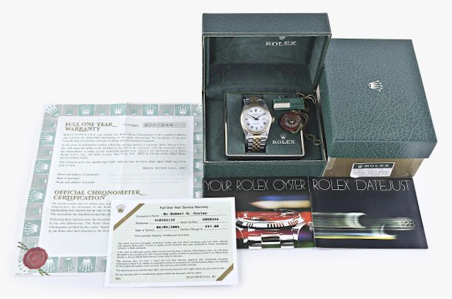 A late 20th century Rolex ref. 16013 Datejust wrist watch with box and papers