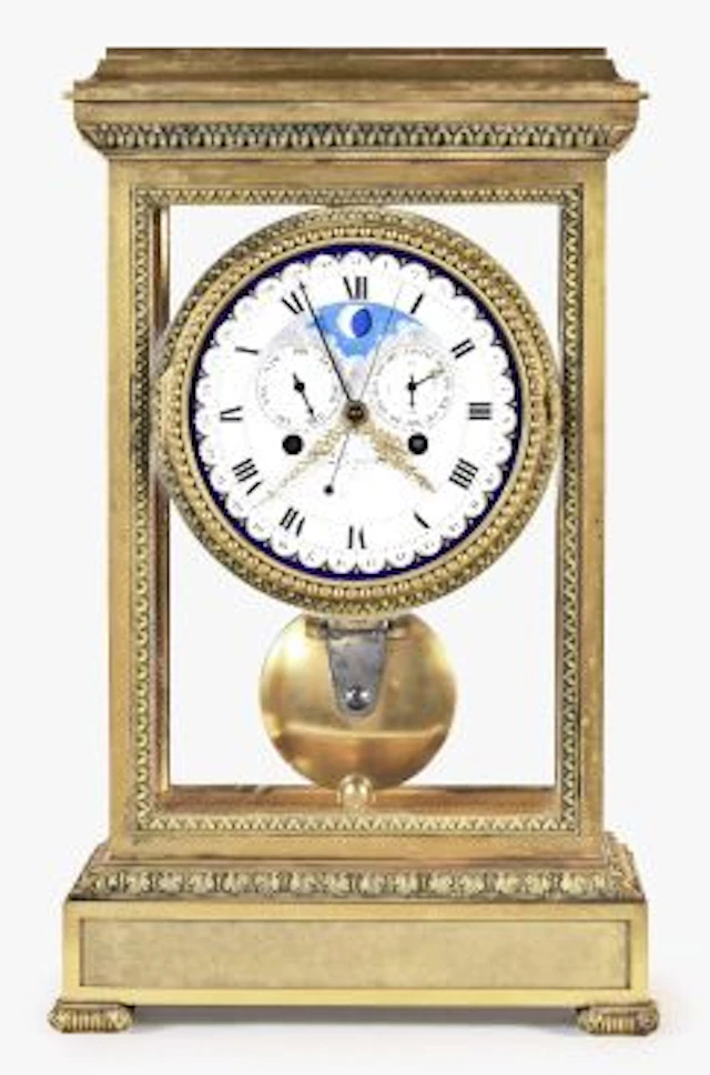 A large mid 19th century four glass table regulator with perpetual