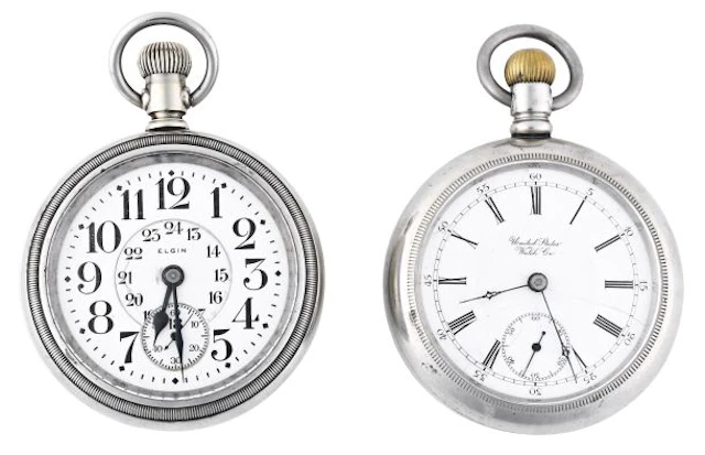 A lot of two 18 size American pocket watches