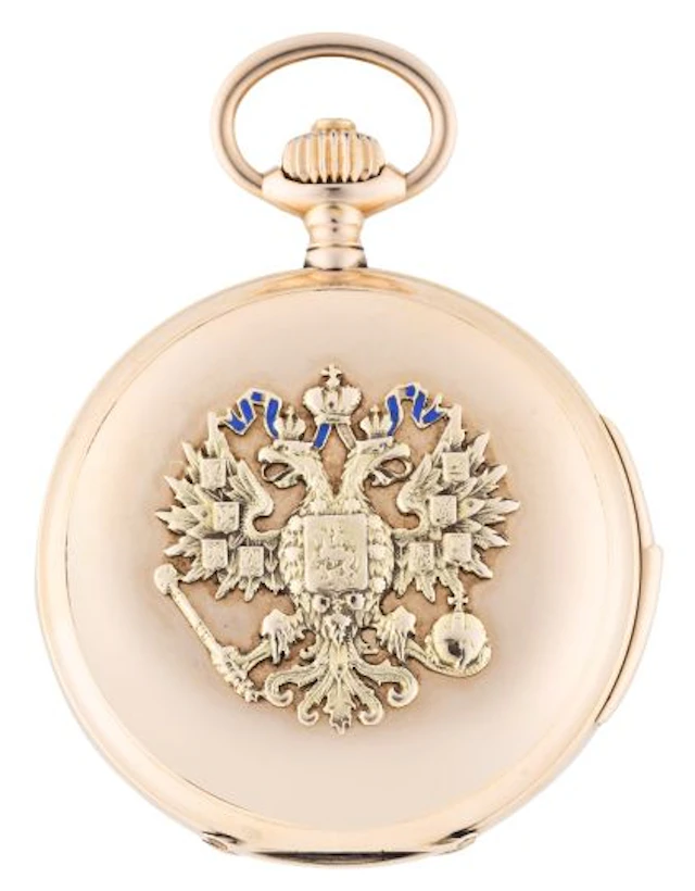 A good quarter repeating pocket watch presented to N.G. Seversky by