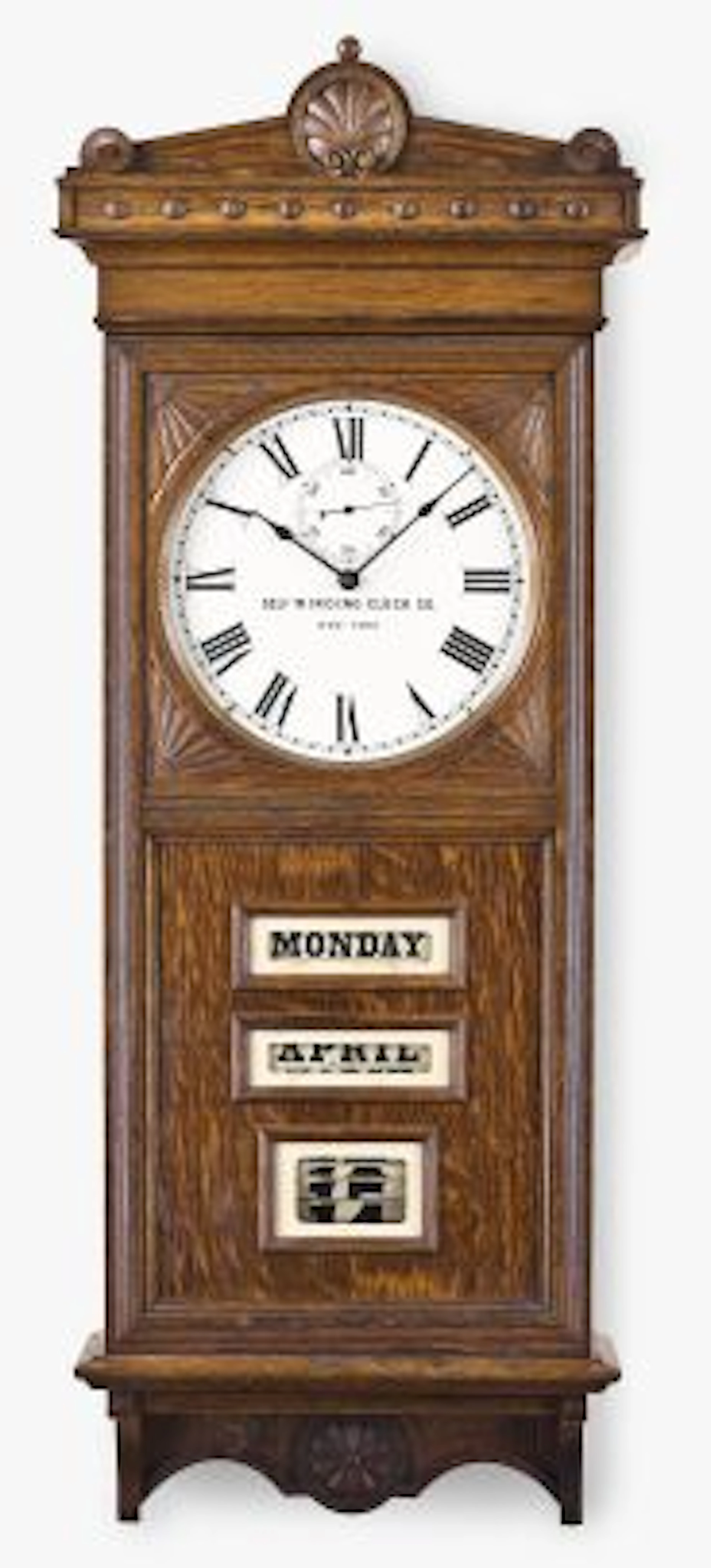 A self winding calendar clock