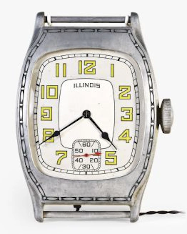 A jeweler's Sangamo Electric Co. Illinois wrist watch form advertising clock