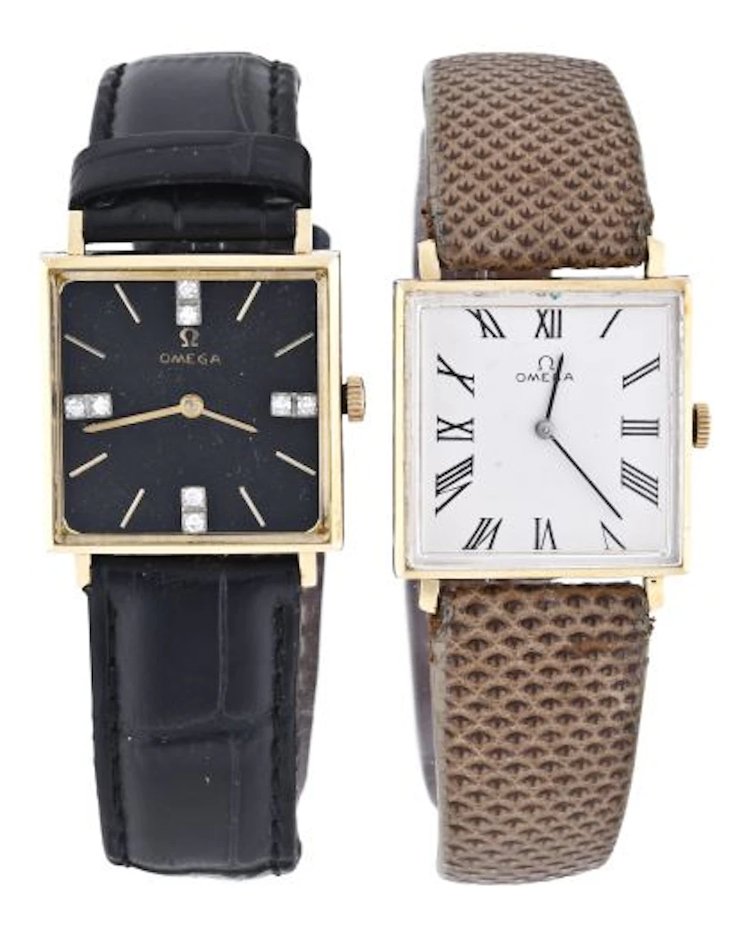 A lot of two mid 20th century gold Omega wrist watches