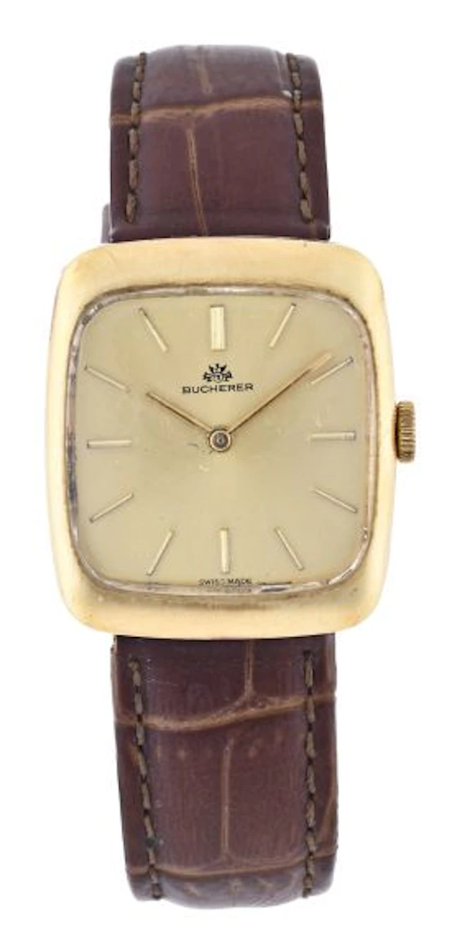 A late 20th century gold wrist watch by Bucherer