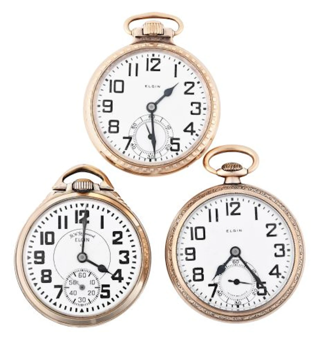 Lot of three 16 size Elgin pocket watches