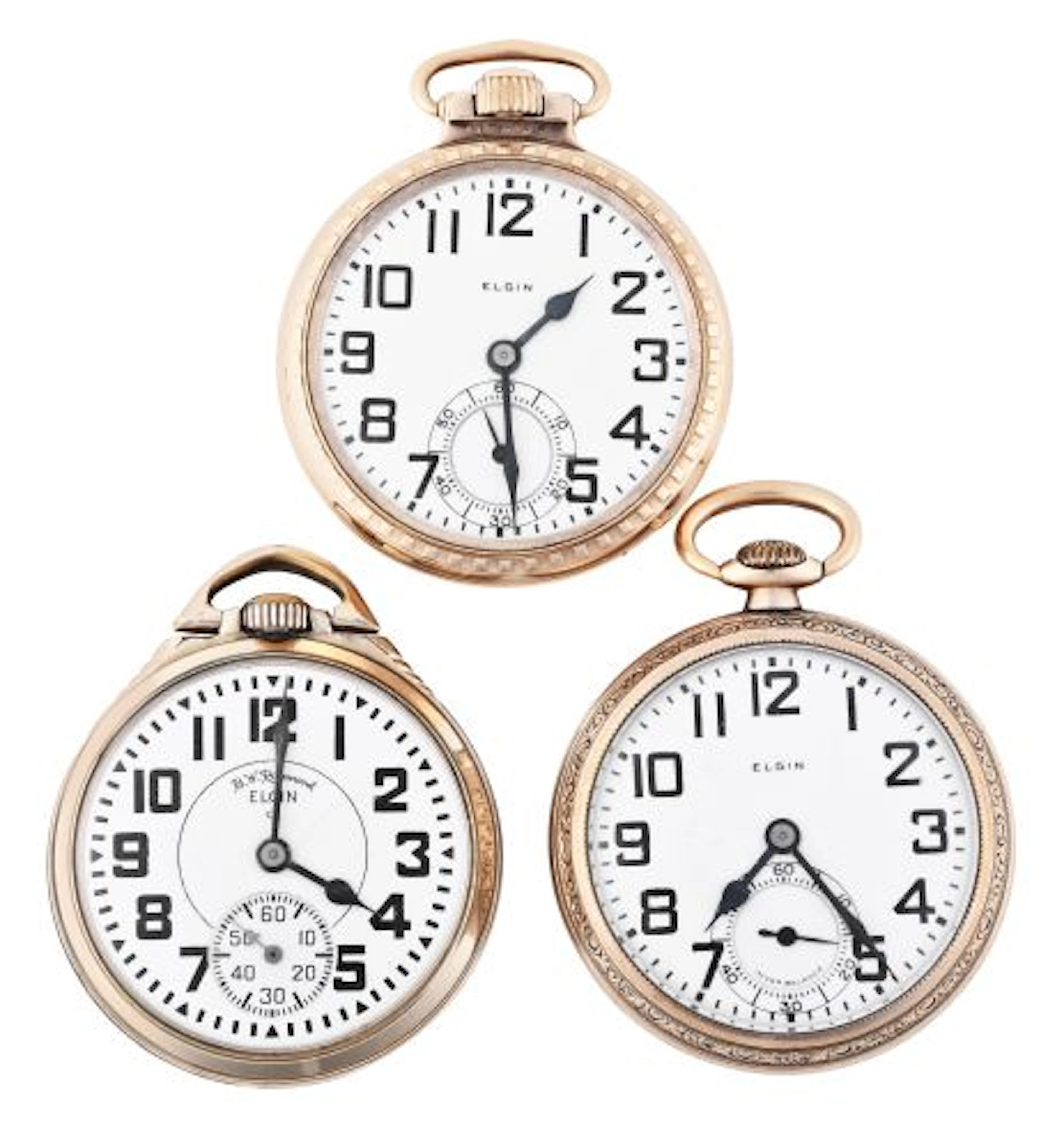 Lot of three 16 size Elgin pocket watches