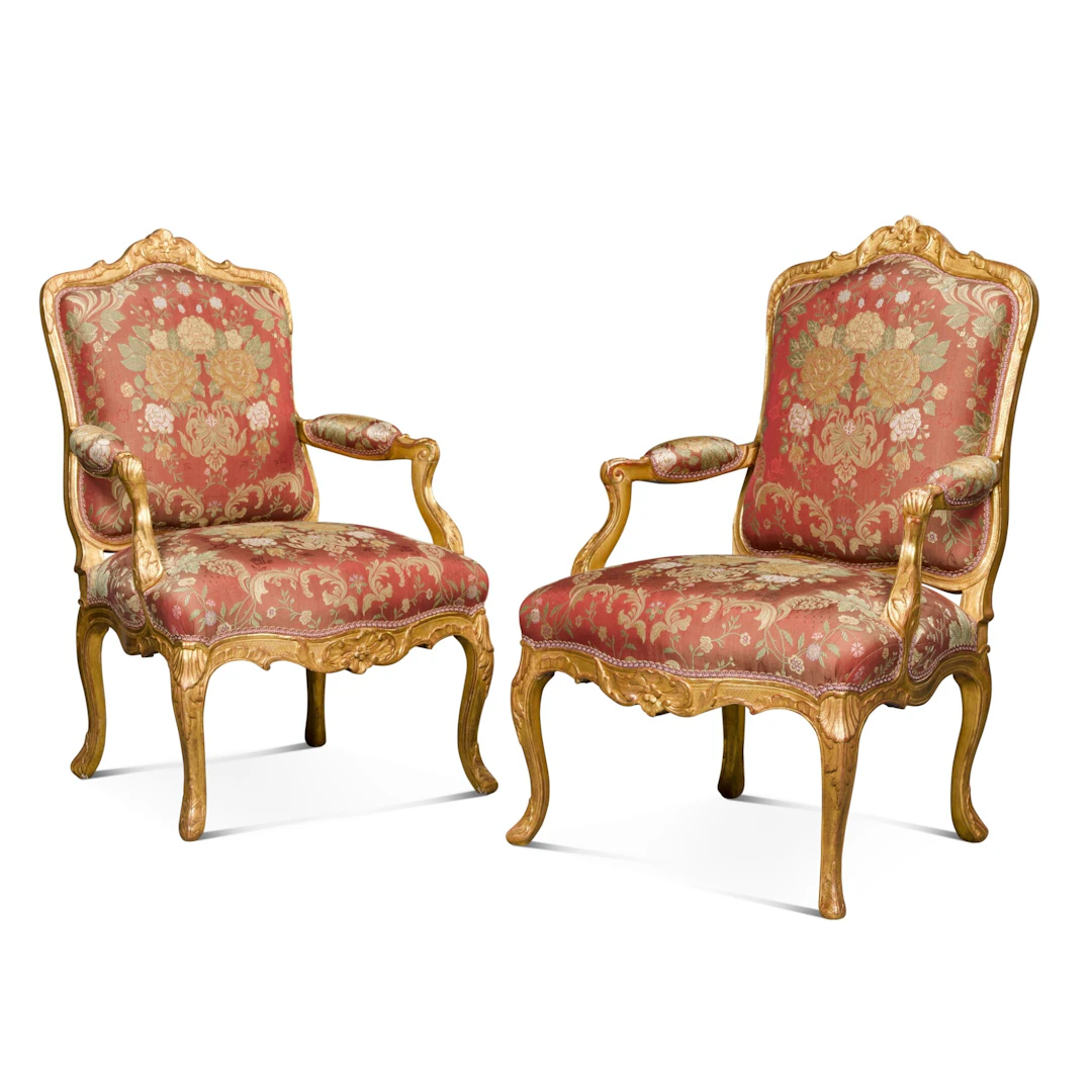 A pair of Régence giltwood fauteuils by Jean Baptiste I Tilliard, circa 1720