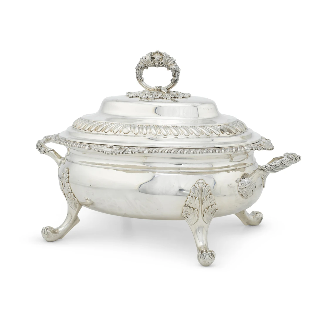 A George III silver soup tureen, maker's mark 'W?', London, 1796